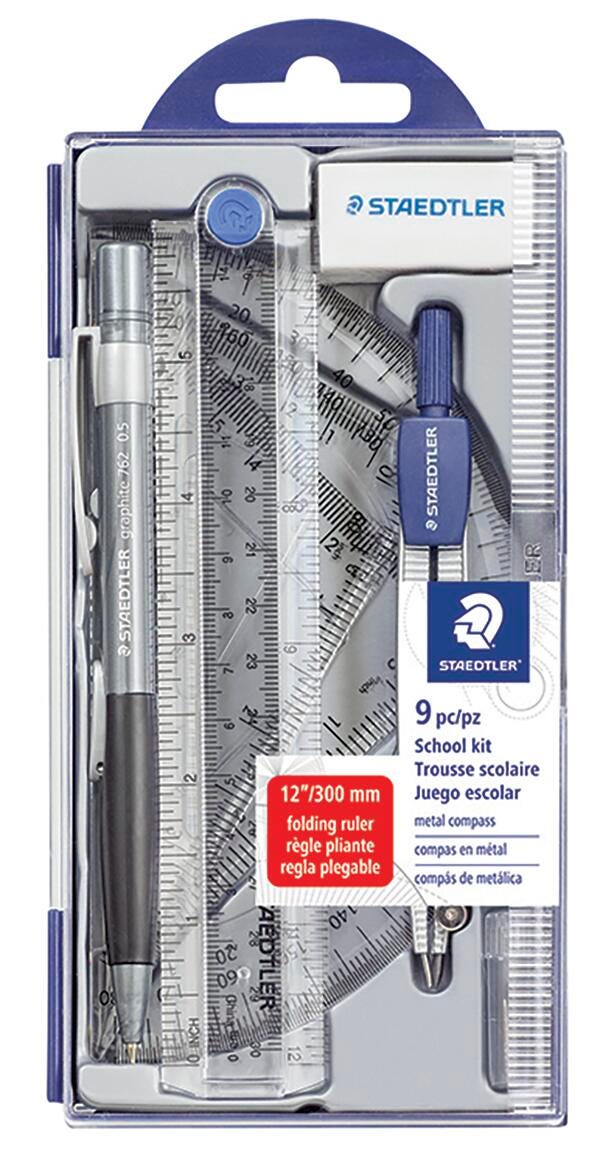 Staedtler 9-Piece Math Set with Flip Open Storage Box 2132096
